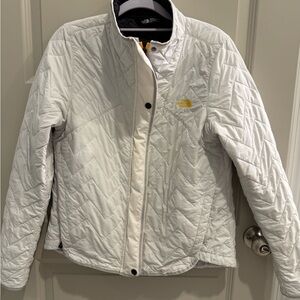The North Face Women's White and Yellow Quilted Ski Jacket
